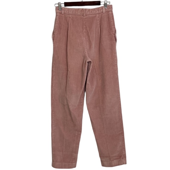 Vintage Corduroy Pants Womens 28 x 28 Pink Corduroy Pleated Baggy Taper 80s Mom - Picture 2 of 12